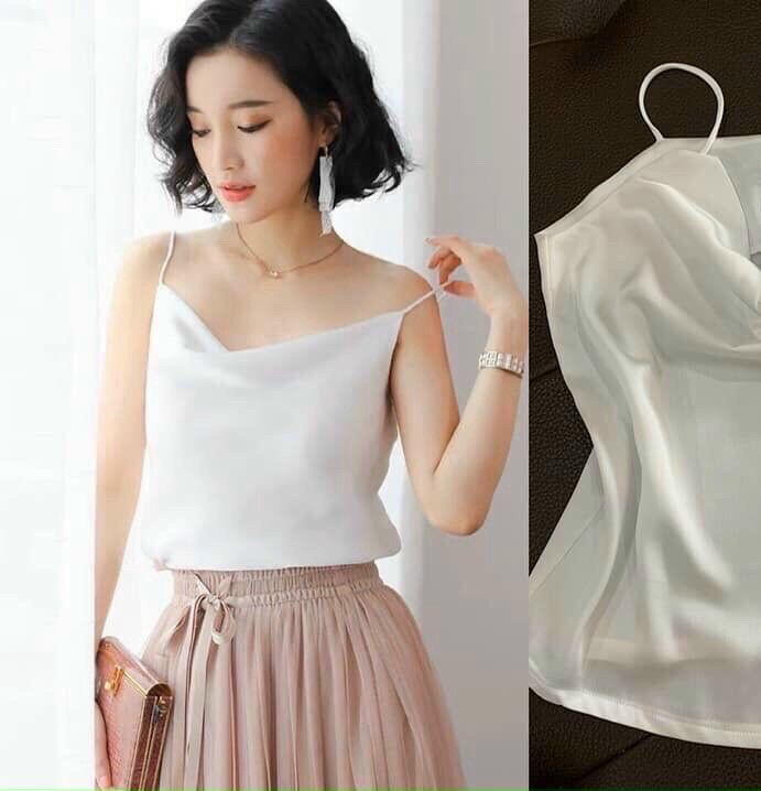 Áo 2 dây lụa cổ tim cao cấp