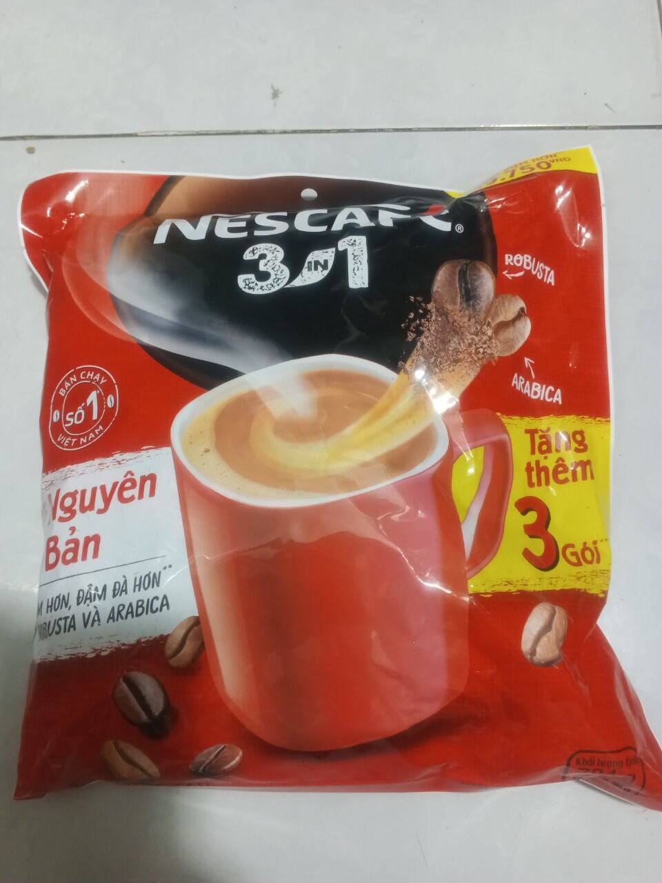 Cà phê sữa NesCafé 3 in 1 782g 46 gói x 17g đỏ tặng 3 goi