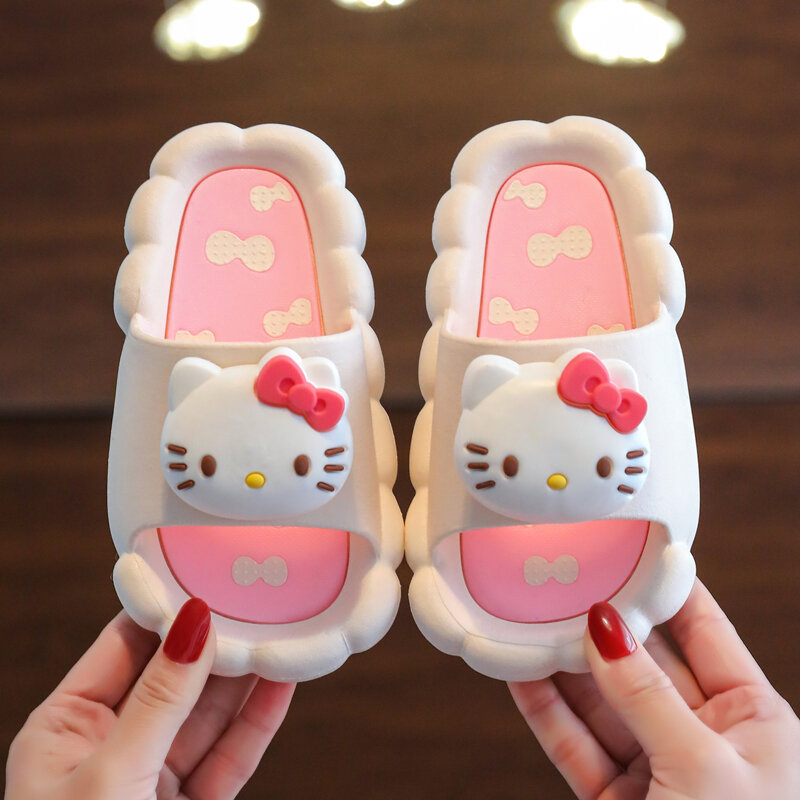 Dép lê bé gái sanrio dép lê bé gái mèo kitty hoạt hình trong nhà đế mềm chống trượt mùa hè dép lê bé gái