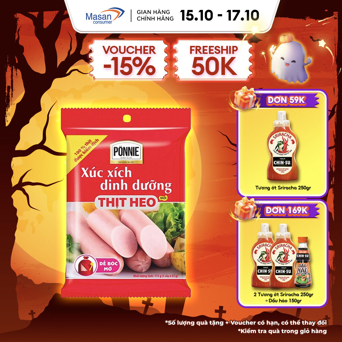 [CHỈ TRONG 15.10 - 17.10 VOUCHER 20% CHO ĐƠN TỪ 199K] Xúc Xích Tiệt Trùng Ponnie Vị Heo Gói 70g