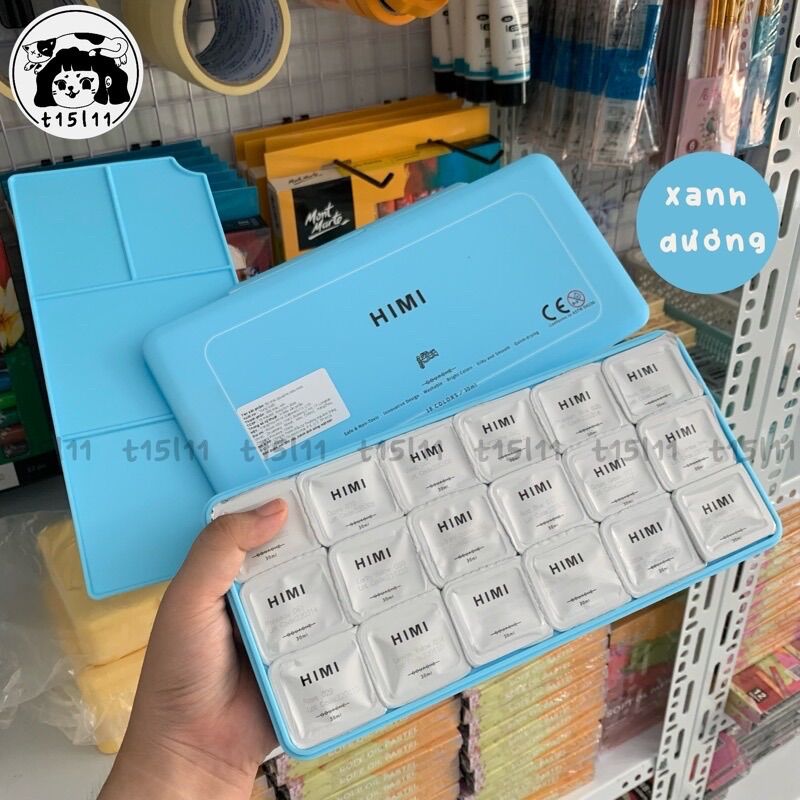 [t15l11] Màu Gouache Himi dạng thạch Bộ 18/24 màu 30ml