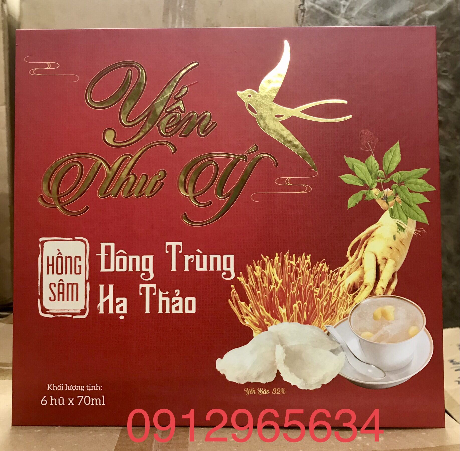 Hộp Yến sào Như Ý Hồng sâm Đông trùng hạ thảo giúp nâng cao sức đề kháng phục hồi sức khỏe bổ sung dinh dưỡng chính hãng