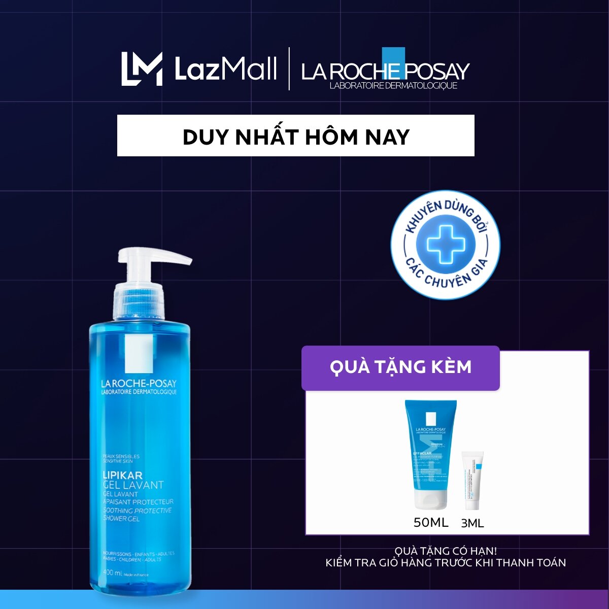 Gel tắm làm sạch làm dịu và bảo vệ da nhạy cảm La Roche Posay Lipikar Shower Gel 400ml
