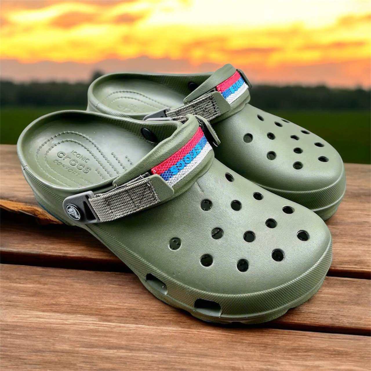[Chính hãng-lỗi 1 cắt] Dép crocs All Terrain Clog hoạ tiết loang phối quai dù bao ngầu có tặng stick