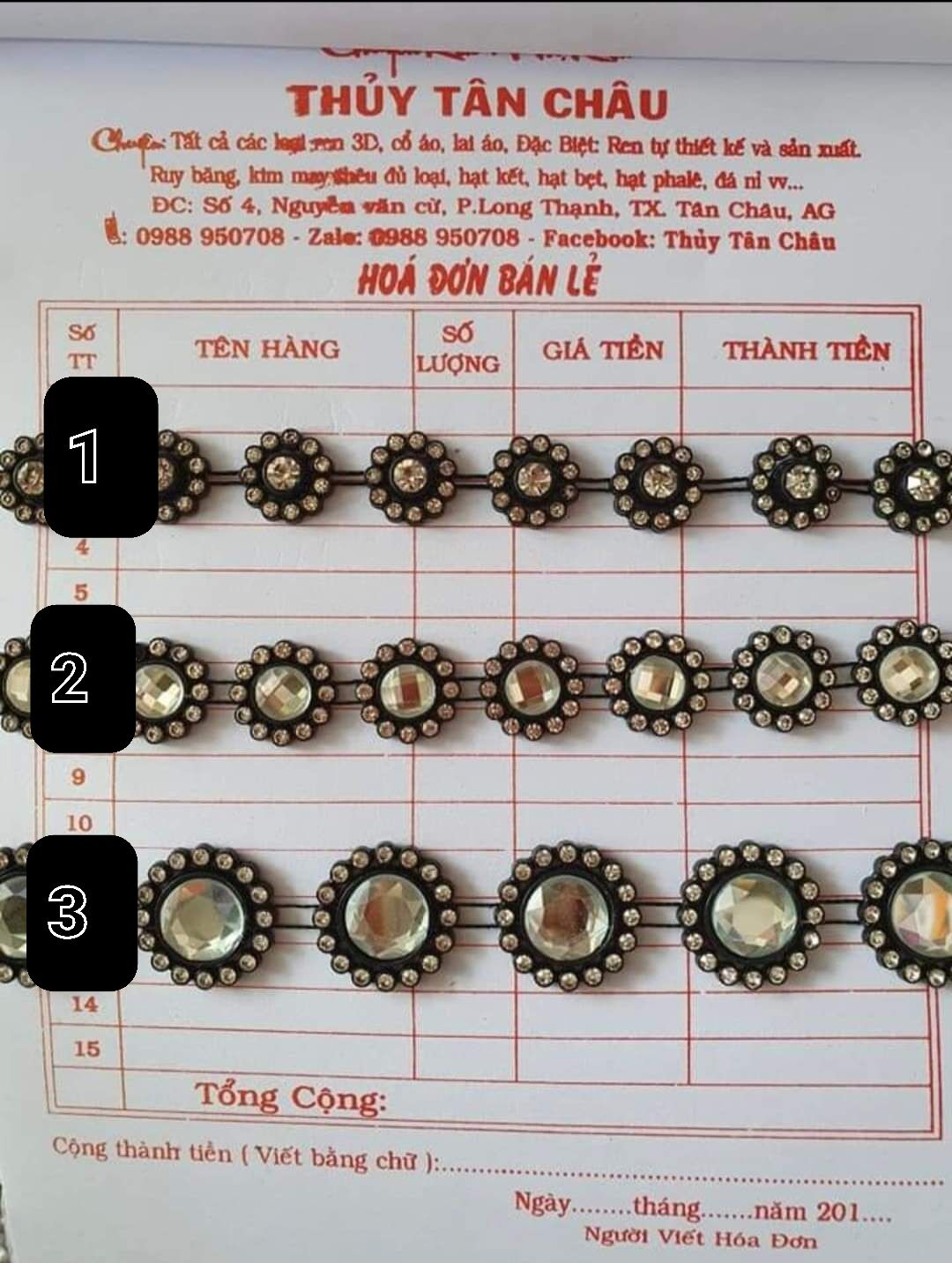 1m dây xoàn đính kết