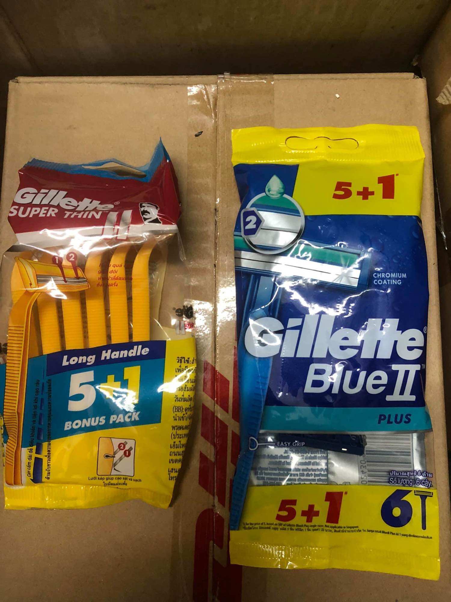 Dao cạo râu Gillette Super Thin II hoặc Blue II plus (gói 6 cây)