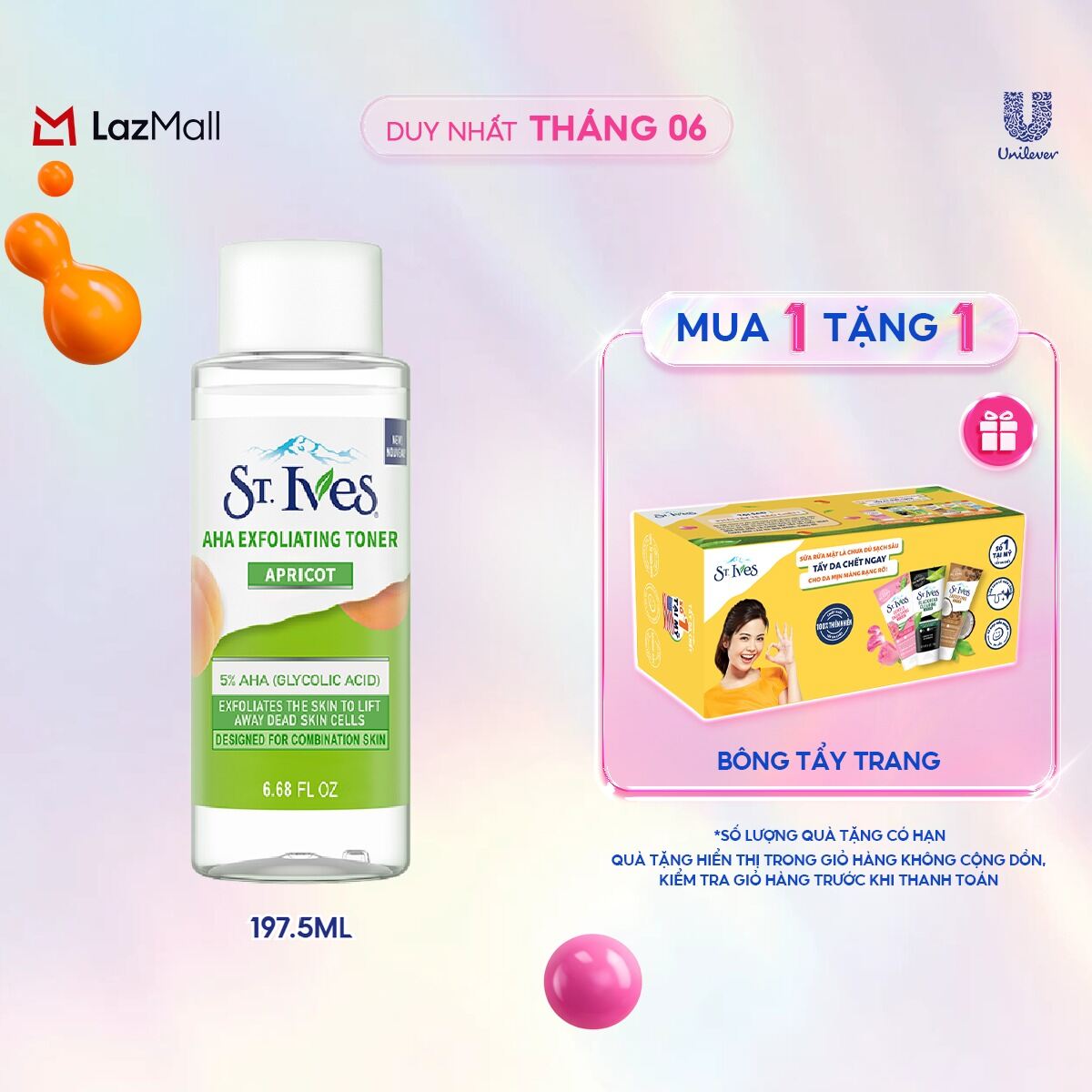 St.ives Toner tẩy da chết và làm mịn da chiết xuất Trái Mơ 5% AHA 197,5ml