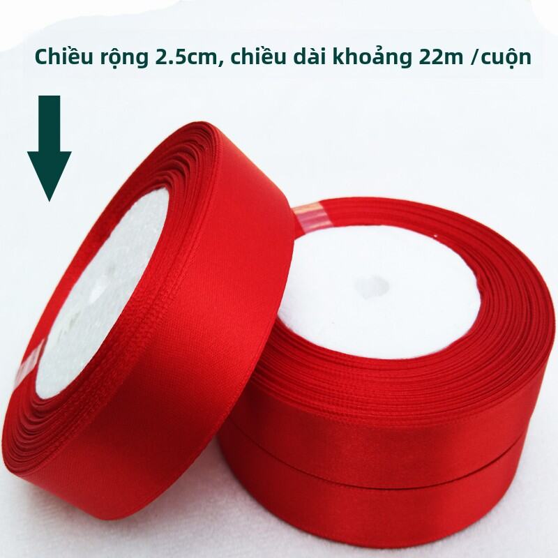 Ruy Băng Đỏ Hồng 1cm4cm Hoa Hồng Ruy Băng Lụa Dày Cho Hộp Quà Tặng Ruy Băng Vải Rộng Ruy Băng Satin