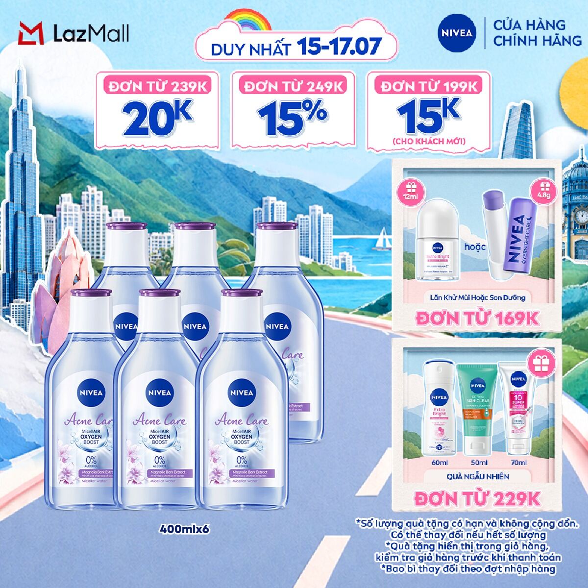Combo 6 Nước Tẩy Trang NIVEA Không Chứa Cồn (400 ml)