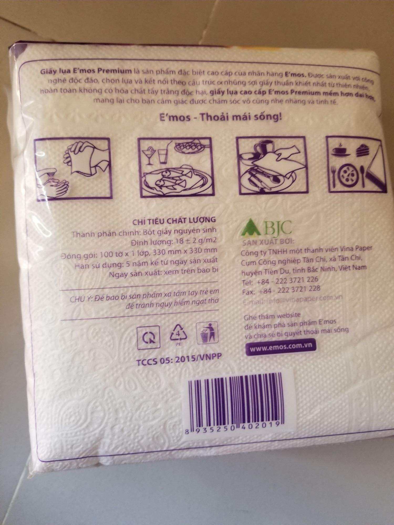 khăn giấy vuông Emos bịch 100tờ