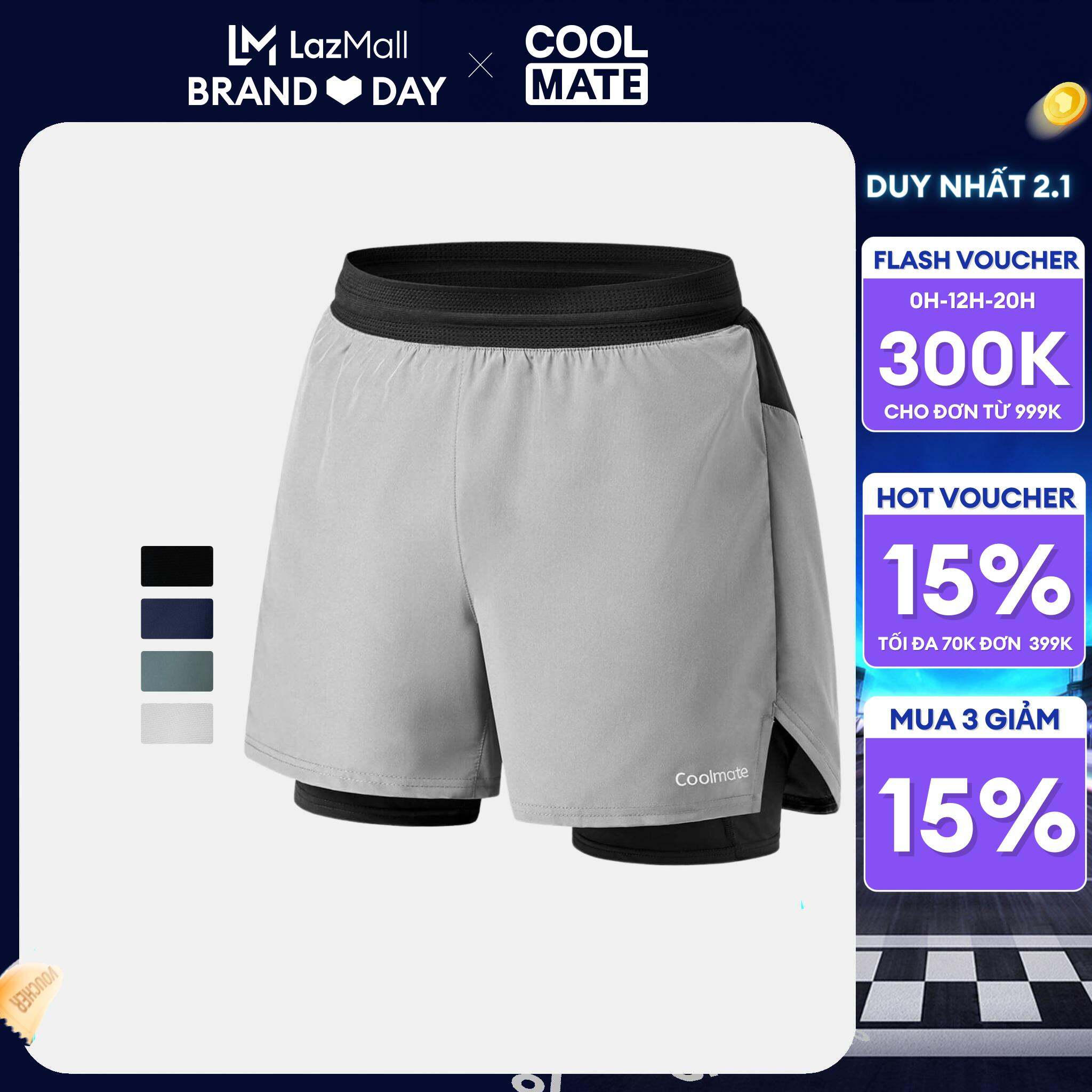 CHỈ 2.1 MUA 3 GIẢM 15Quần shorts chạy bộ 2 lớp Essential Fast & Free Run Thương hiệu Coolmate