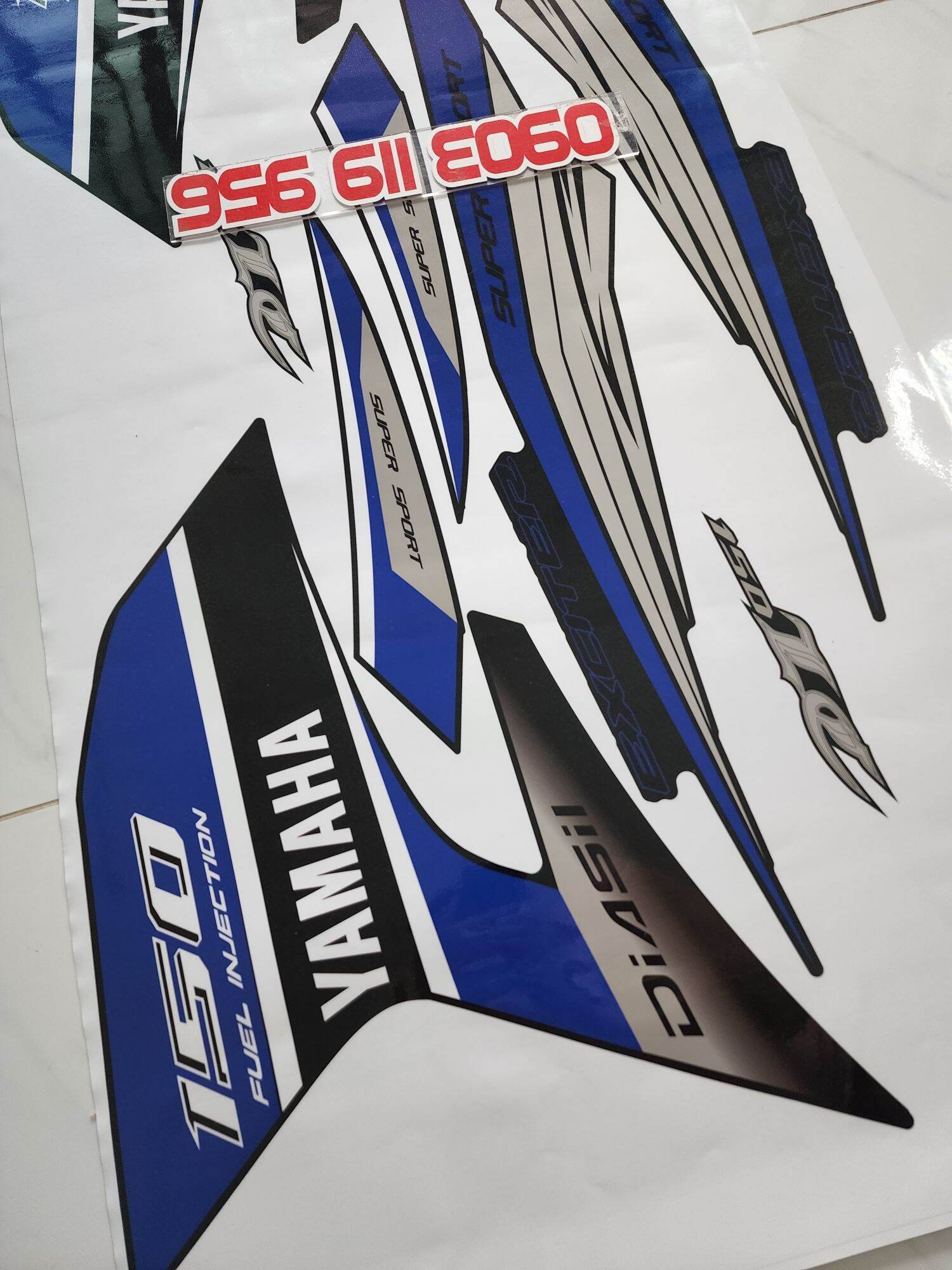 tem rời exciter 150 đen phối xanh