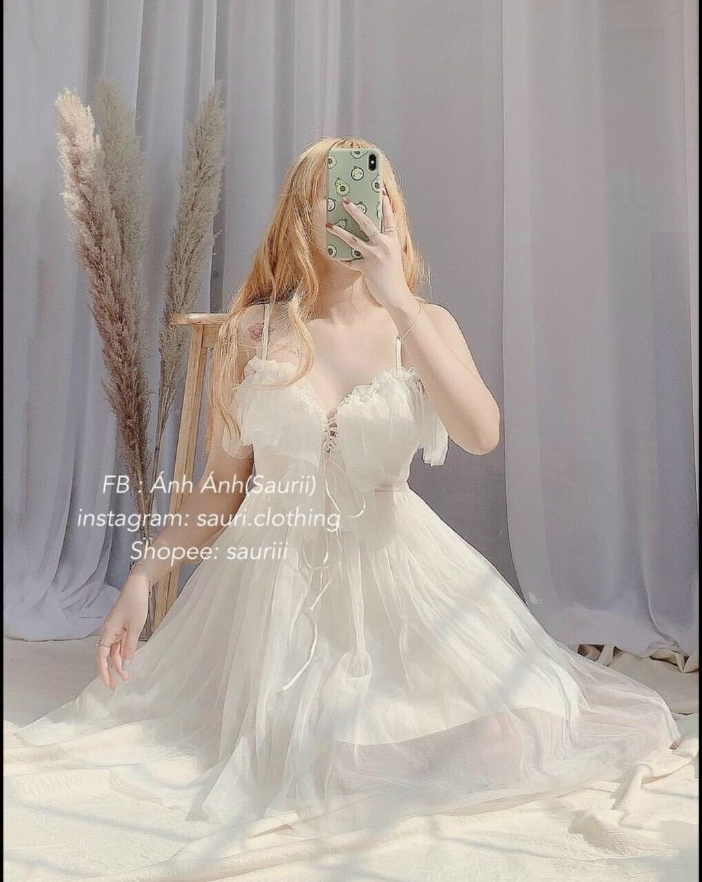 Đầm bánh bèo chất lưới trễ vai siêu xinh from 53kg trở lại
