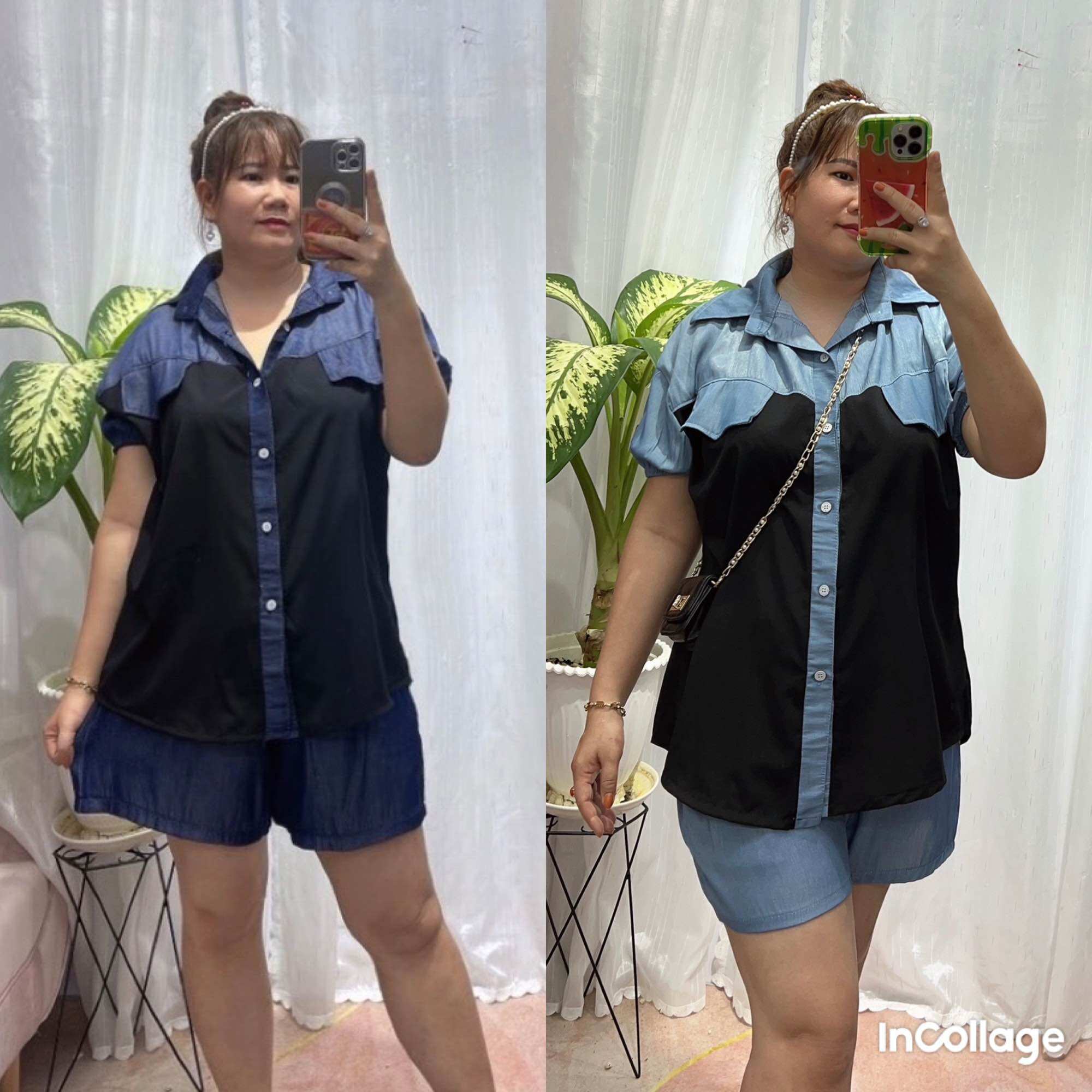 Bộ jean phối lụa sang xịn bigsize 68kg đến 95kg
