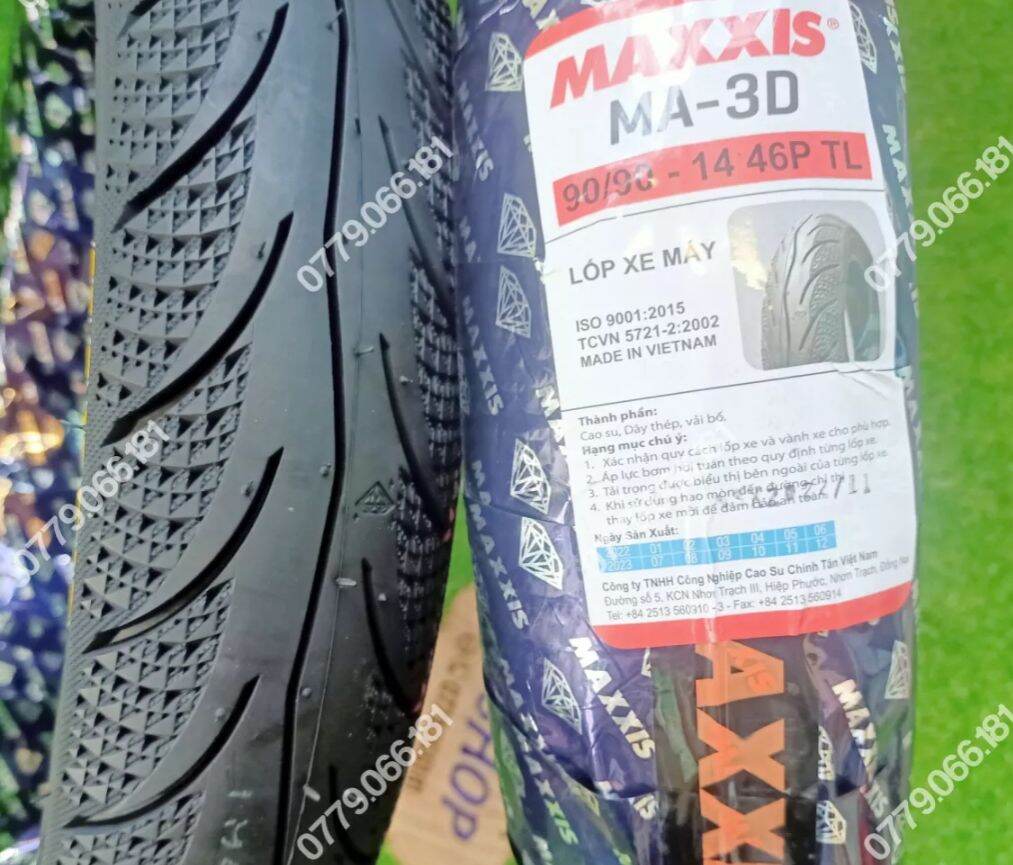 Vỏ lốp Maxxis không ruột size 80&90/90-14 kiểu gai kim cương y hình ảnh gắn các dòng xe tay ga 14" Vision Mio vario Airblade Click