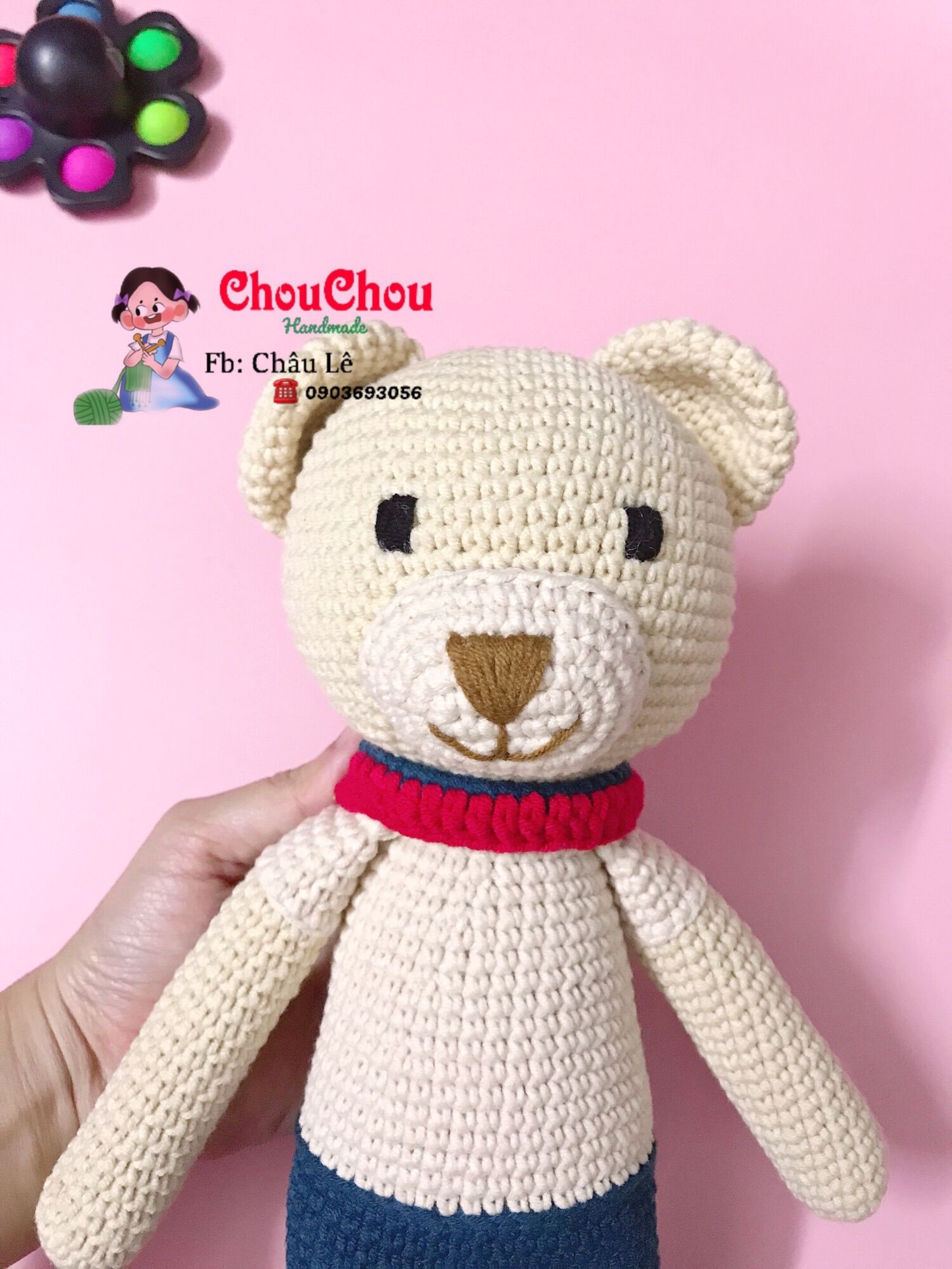 Thú len nhồi bông handmade - gấu chân dài ( 40cm)