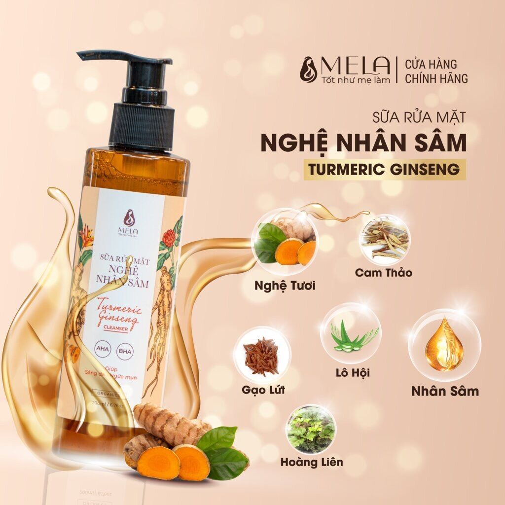 Sữa Rửa Mặt Nghệ Nhân Sâm MELA Chính Hãng sáng da sạch mụn hết thâm