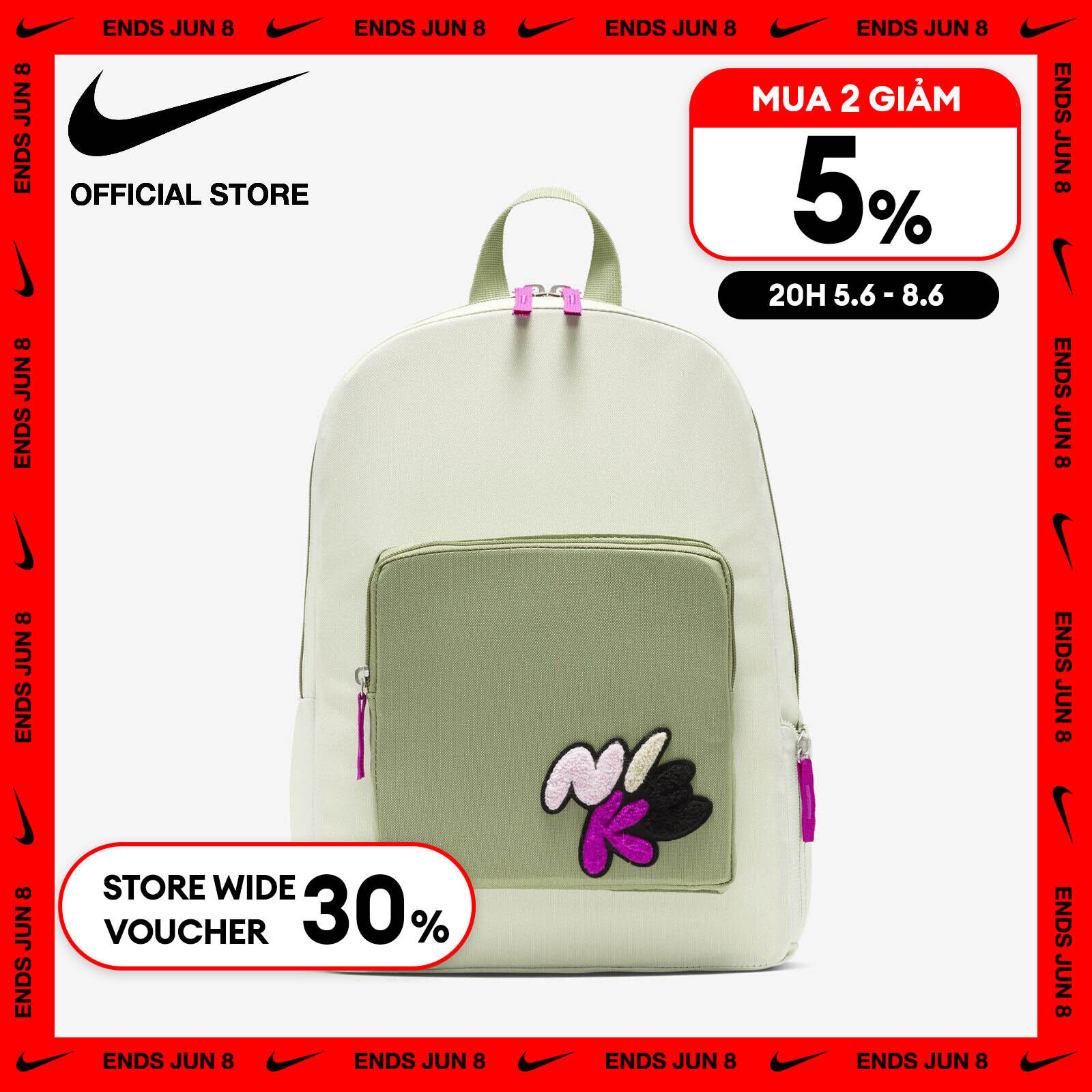   6.6-8.6| VOUCHER 30% & MUA 2 GIẢM 5%  Ba Lô Nike Kids' Classic Backpack  16L  - Sea Glass 