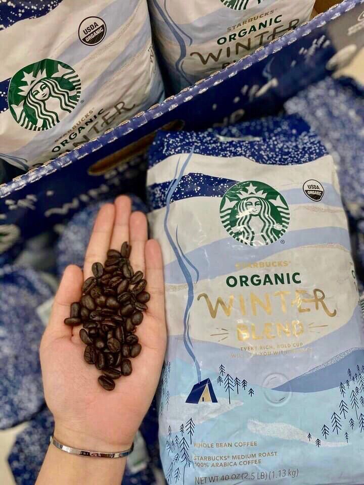 ☕️ Cà Phê rang nguyên hạt hữu cơ Starbucks Organic Winter Blend Whole Bean Coffee 1.13kg của Mỹ