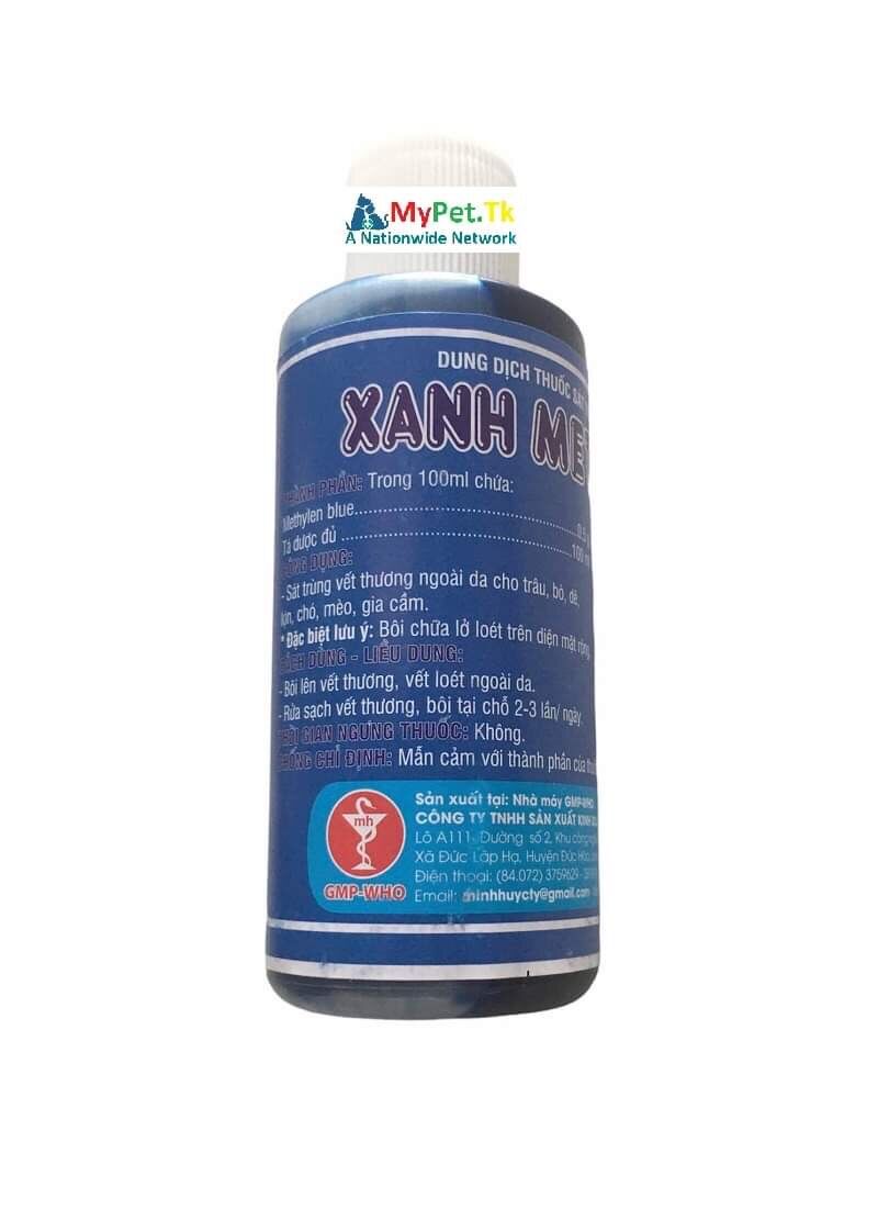 Thuốc Sát Trùng Ngoài Da Cho Vật Nuôi Và Cá Cảnh Xanh Methylen 100ML