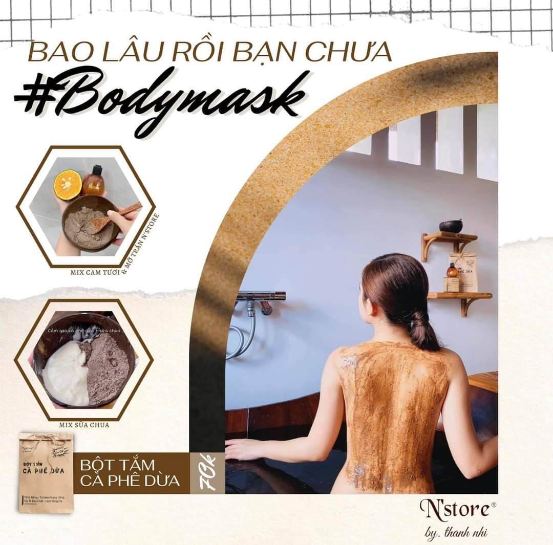 (Quà Cực Sốc Dây buộc Tóc 9k) Bột Tắm Trắng Cà Phê Dừa