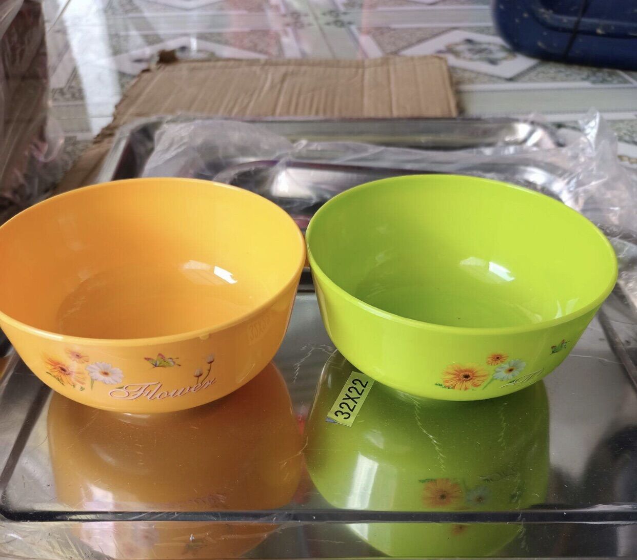 🍚 Set 10 Chén Ăn Cơm HOA CÚC, Nhựa Dẻo (Rộng 11cm, hình thật)