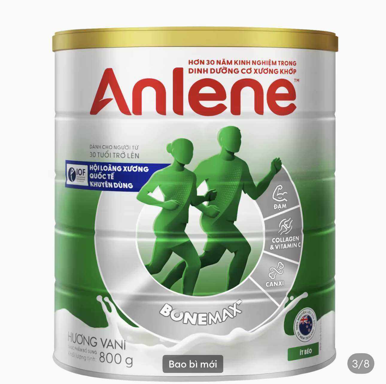 Sữa bột Anlene Gold 3X hương VANI 800G