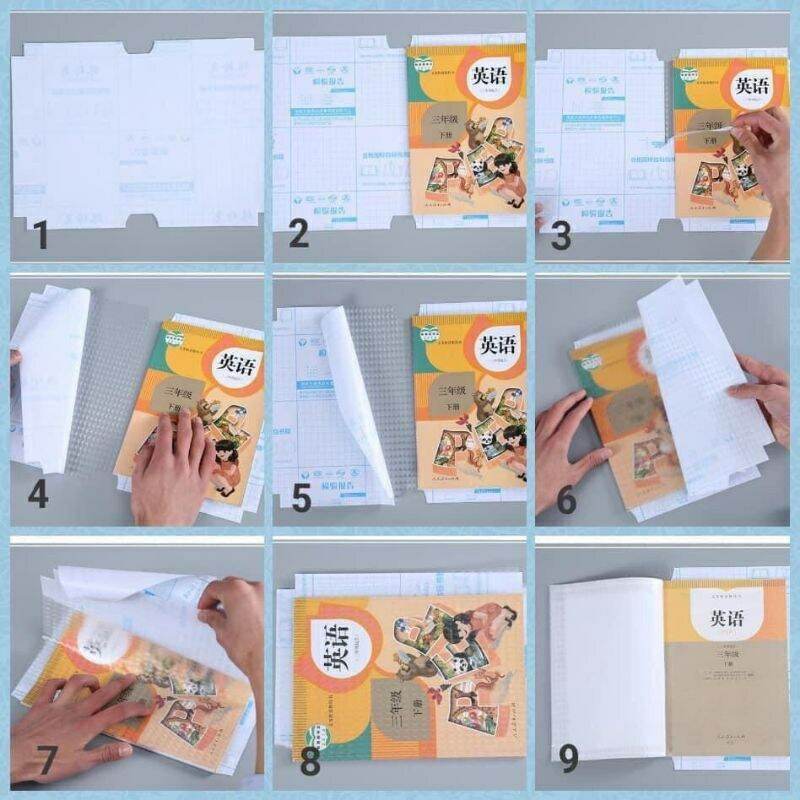 Set 10 bọc vở A4 nilon trong suốt và bọc đề can bóc dán