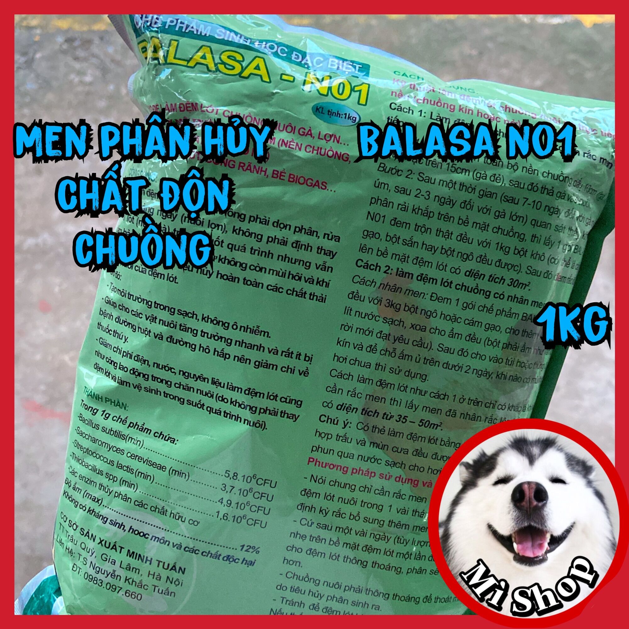 Balasa men phân hủy gói kg gà, vịt, heo