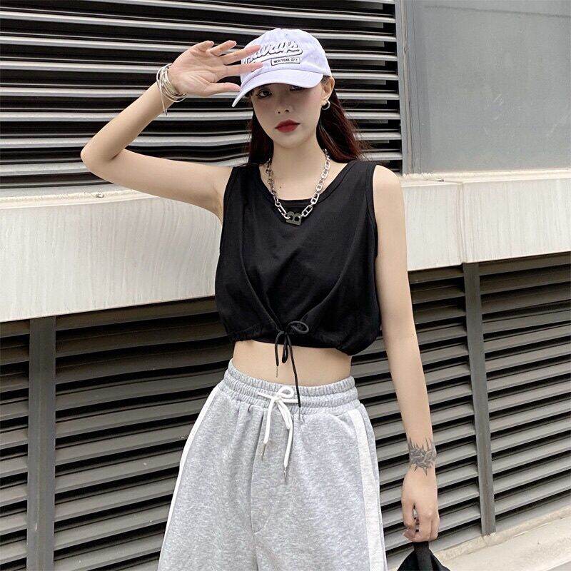 [HCM]Áo Thun 3 Lỗ Croptop Rút Dây Eo