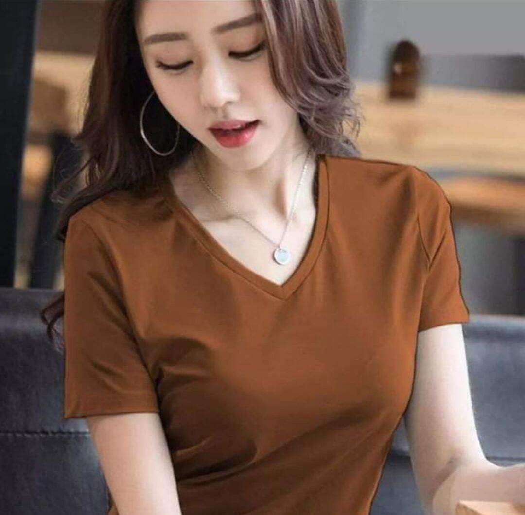 [HCM]Áo Thun cổ tim nữ