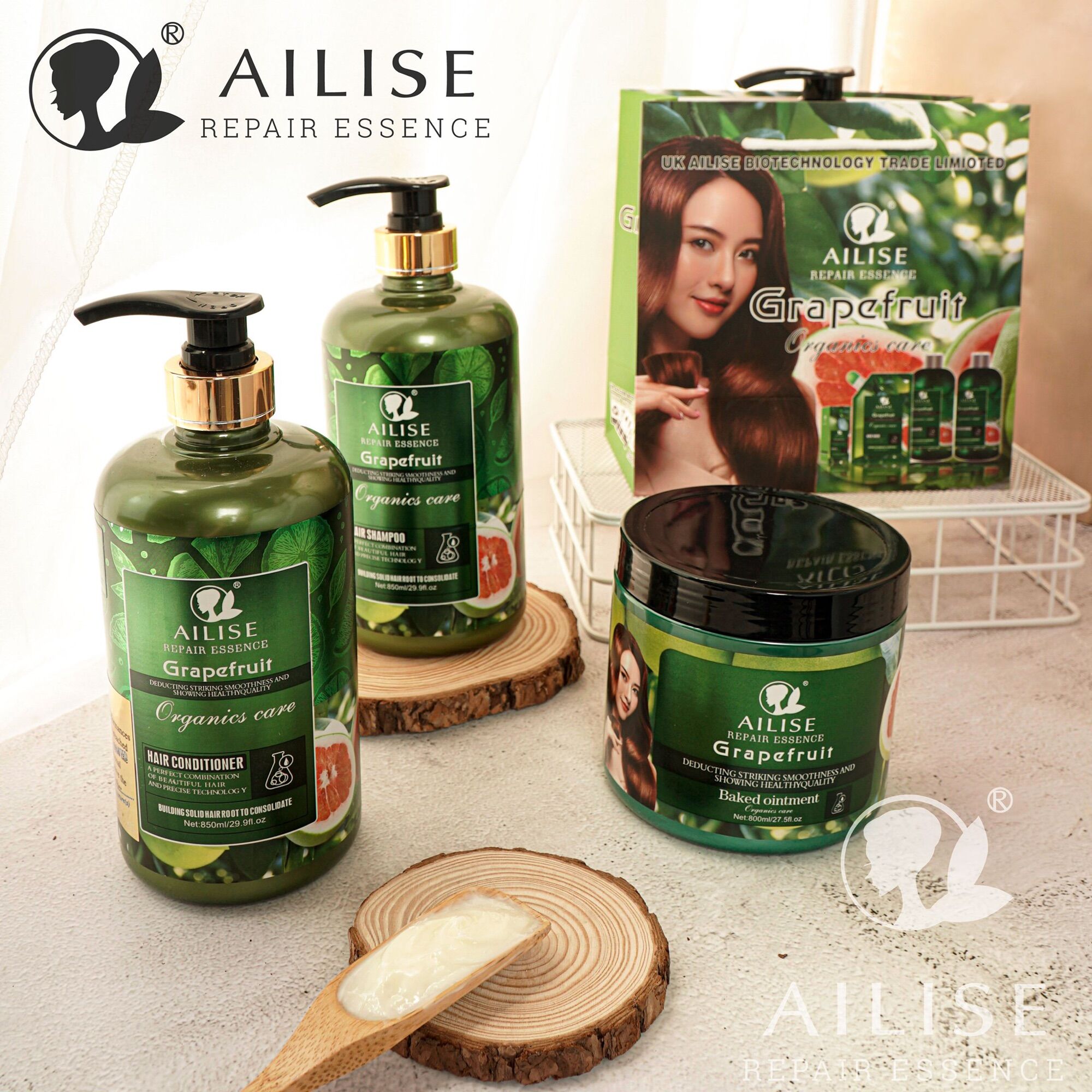 Bộ gội xả ailise 800ml tinh chất bưởi chống rụng tóc