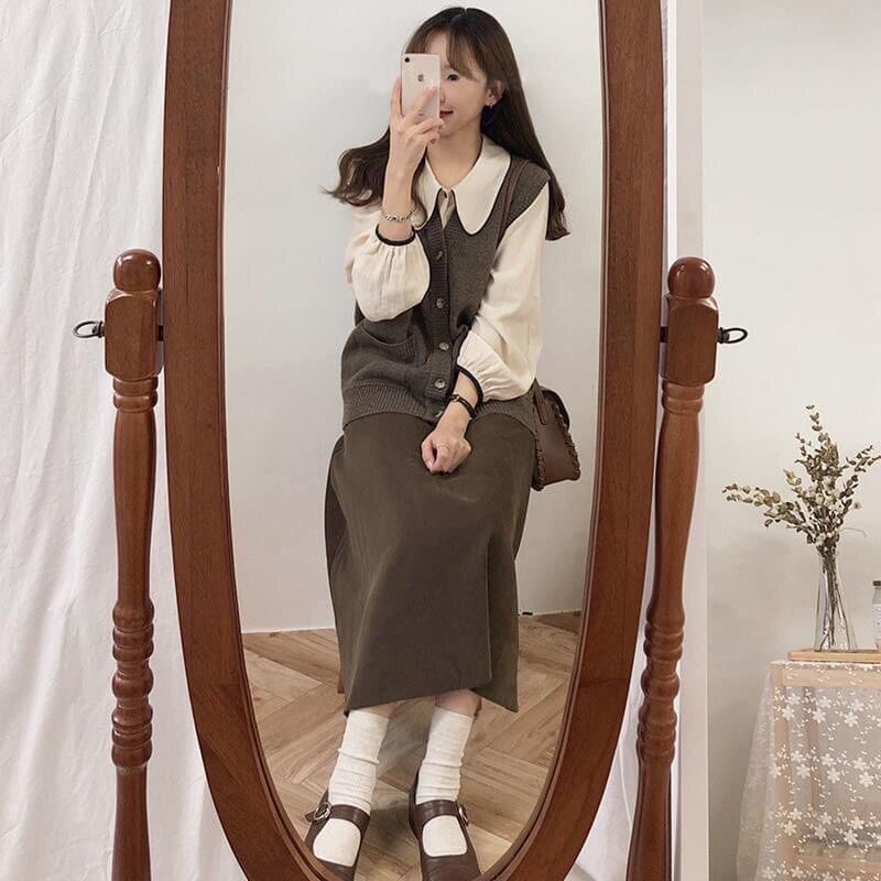 SET ÁO GILE VÁY VINTAGE MÙA THU ĐÔNG