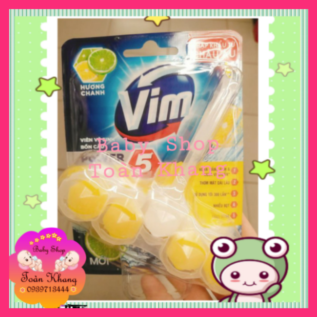 Viên tẩy bồn cầu vim power 5 dạng treo hương chanh 55gr