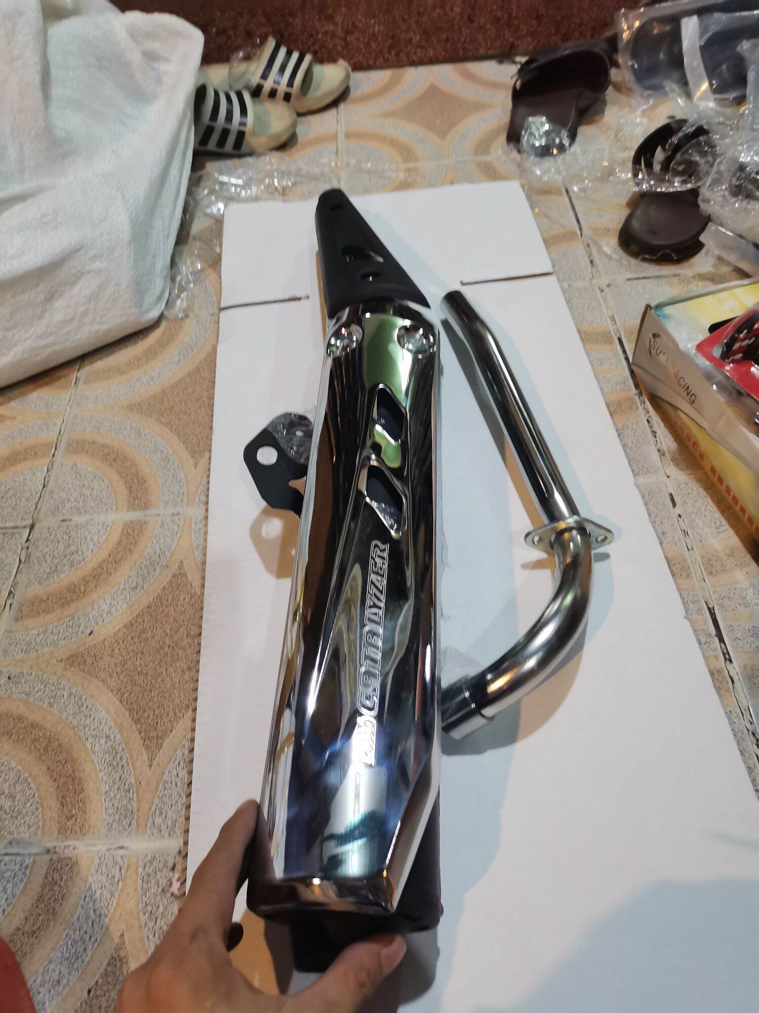 Pô xe máy Wave 2017 2018 Wave blak móc sẵn kiểu exciter 2010 che pô inox có video