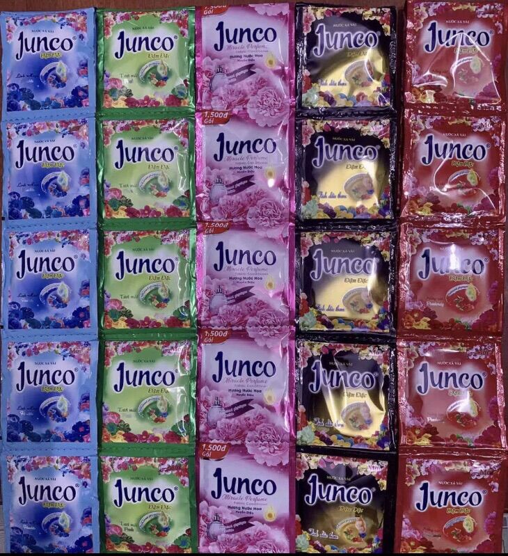 Nước xả Junco đậm đặc ( combo 10 dây -  100 gói ) màu đen