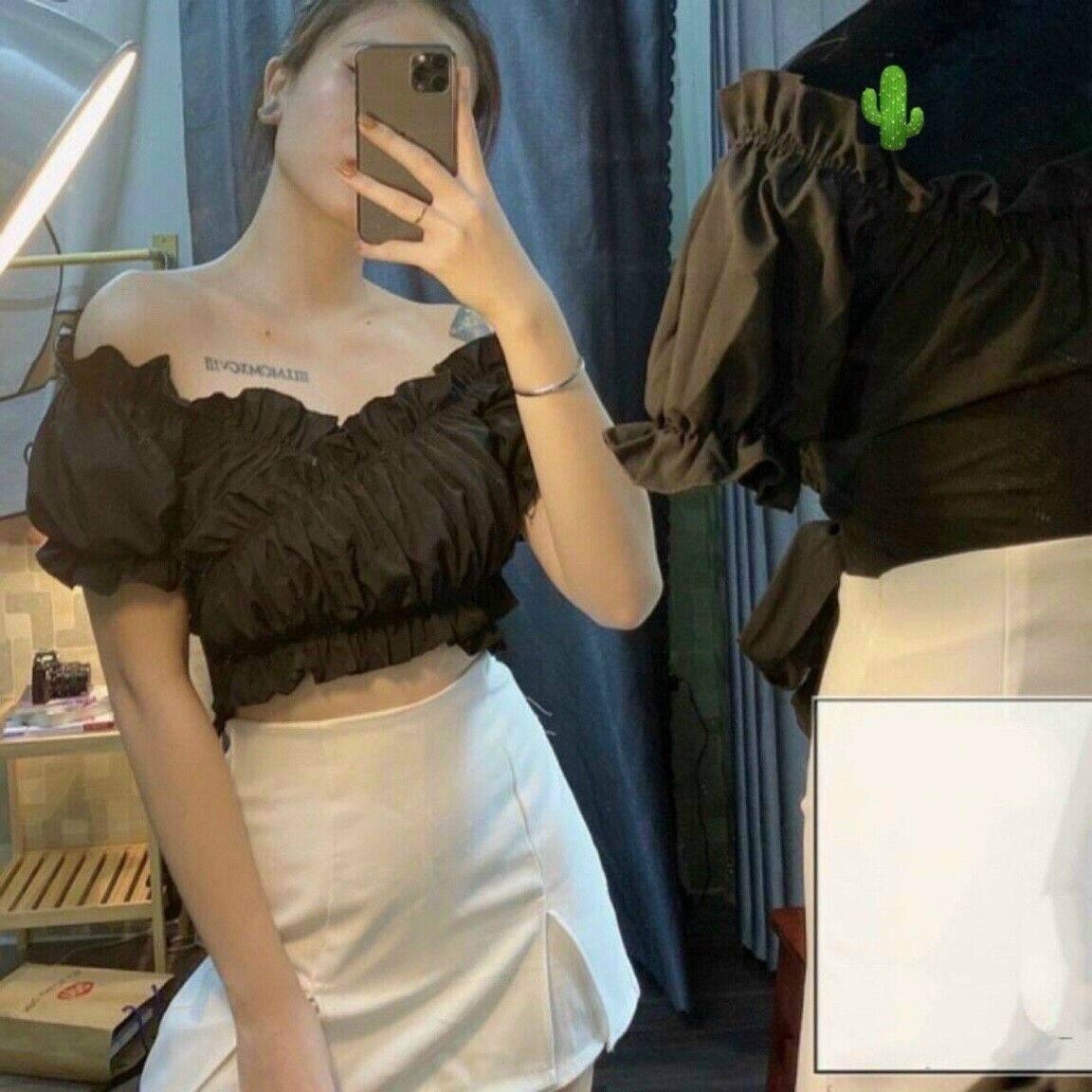 Áo trễ vai cột eo xinh 💚❤💙💜