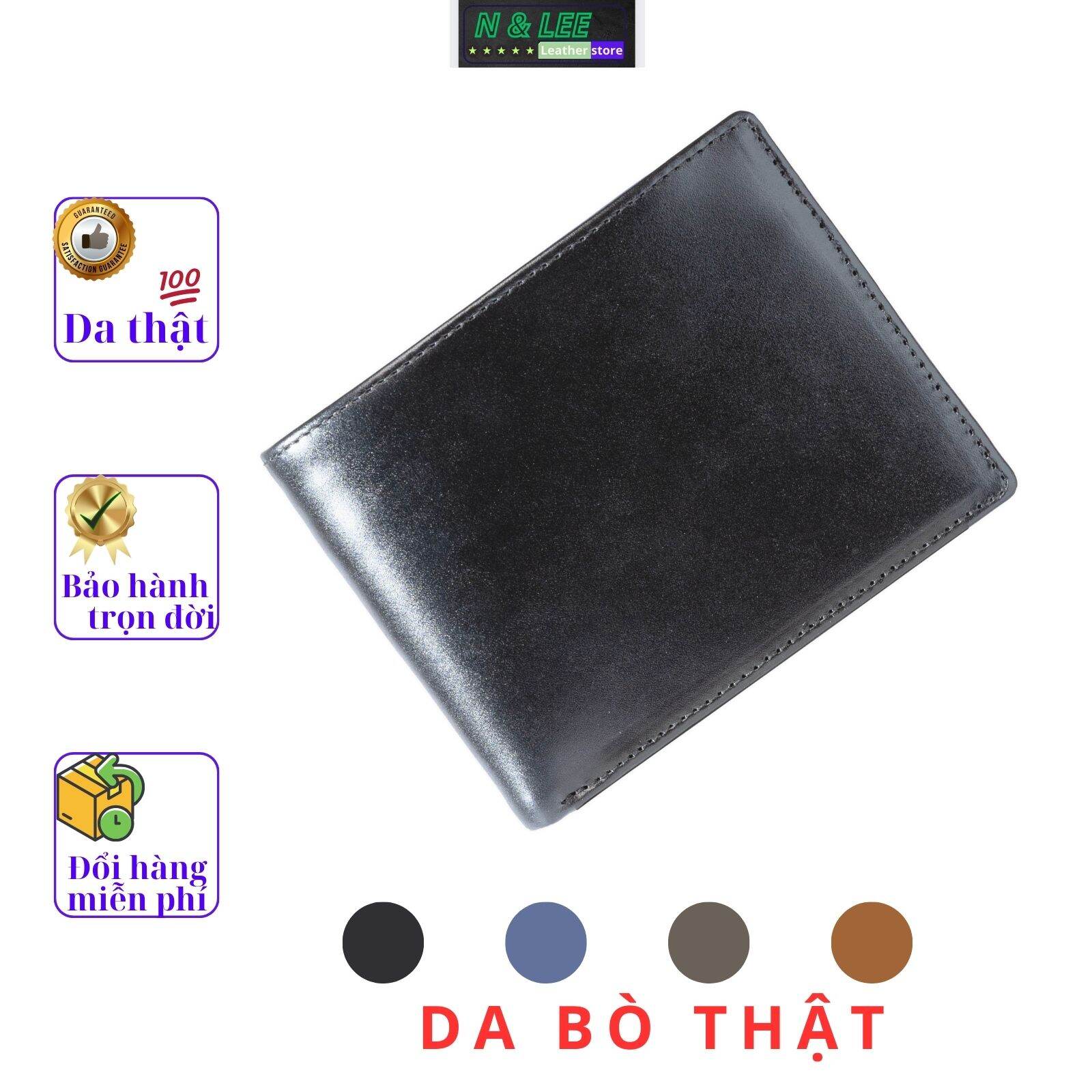 Ví nam da bò cao cấp / Bóp da nam Full hộp đựng làm quà tặng. Vachetta V02