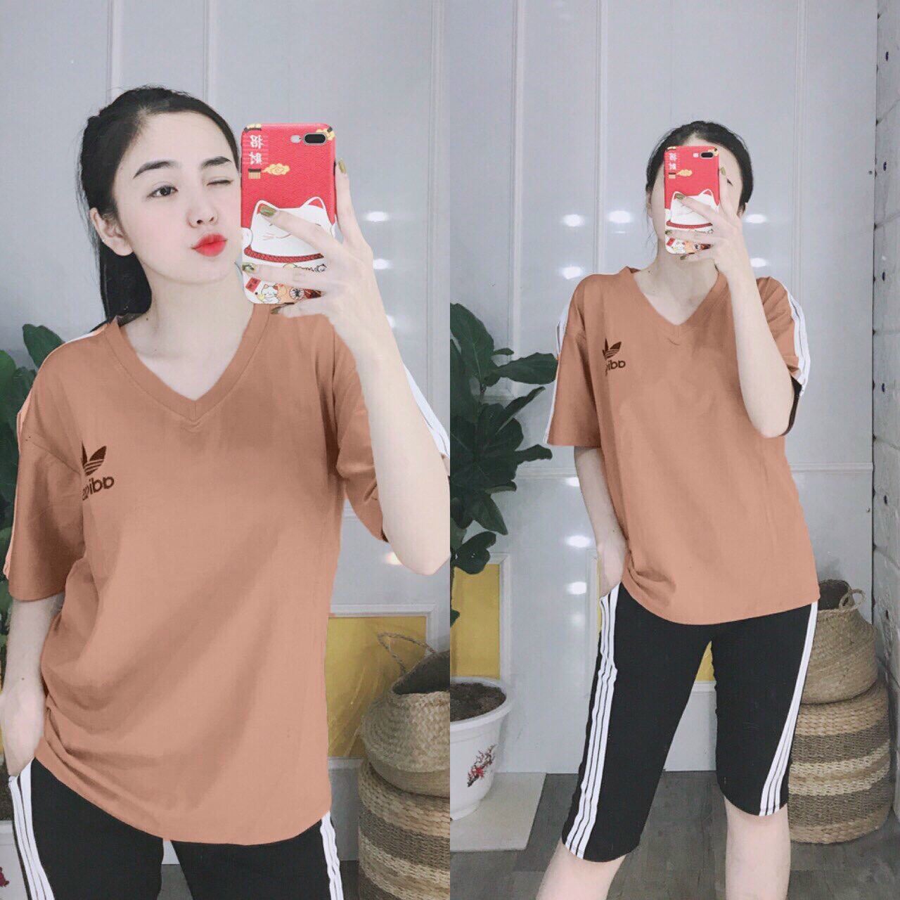 Set bộ, bộ đồ thun lửng phong cách thể thao chất vải cotton