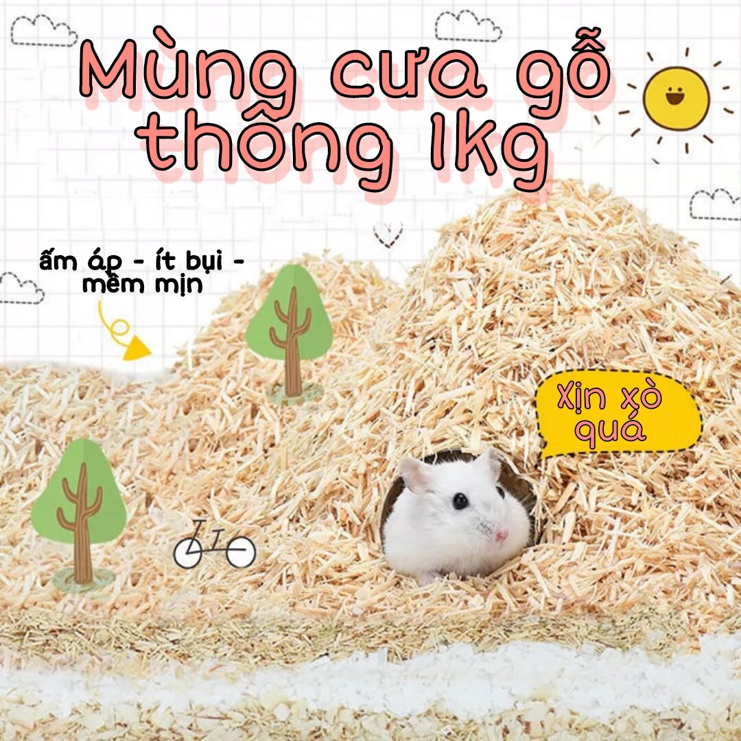 Mùng cưa gỗ thông lót chuồng 1kg cho thú cưng - Hamster