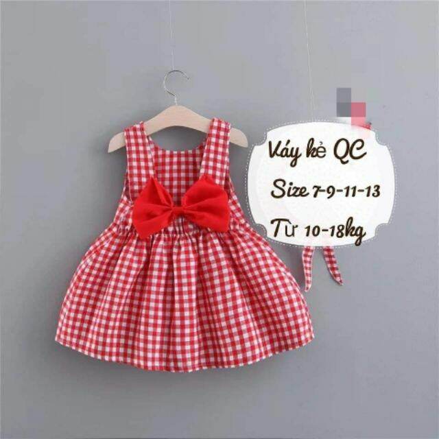 Váy/đầm kẻ gắn nơ xinh xắn cho bé gái