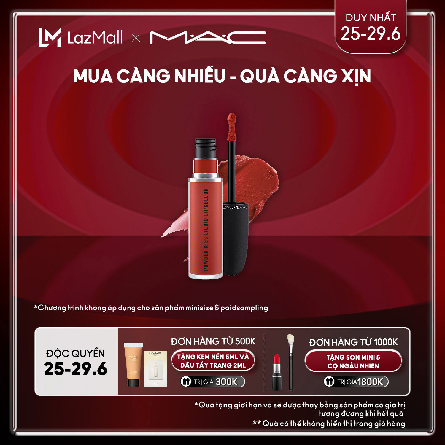 [ƯU ĐÃI 25-29.6] Son kem MAC Powder Kiss Liquid Lipcolour/ Son kem chứa dưỡng ẩm với hiệu ứng lì nhẹ - sản phẩm trang điểm bán chạy