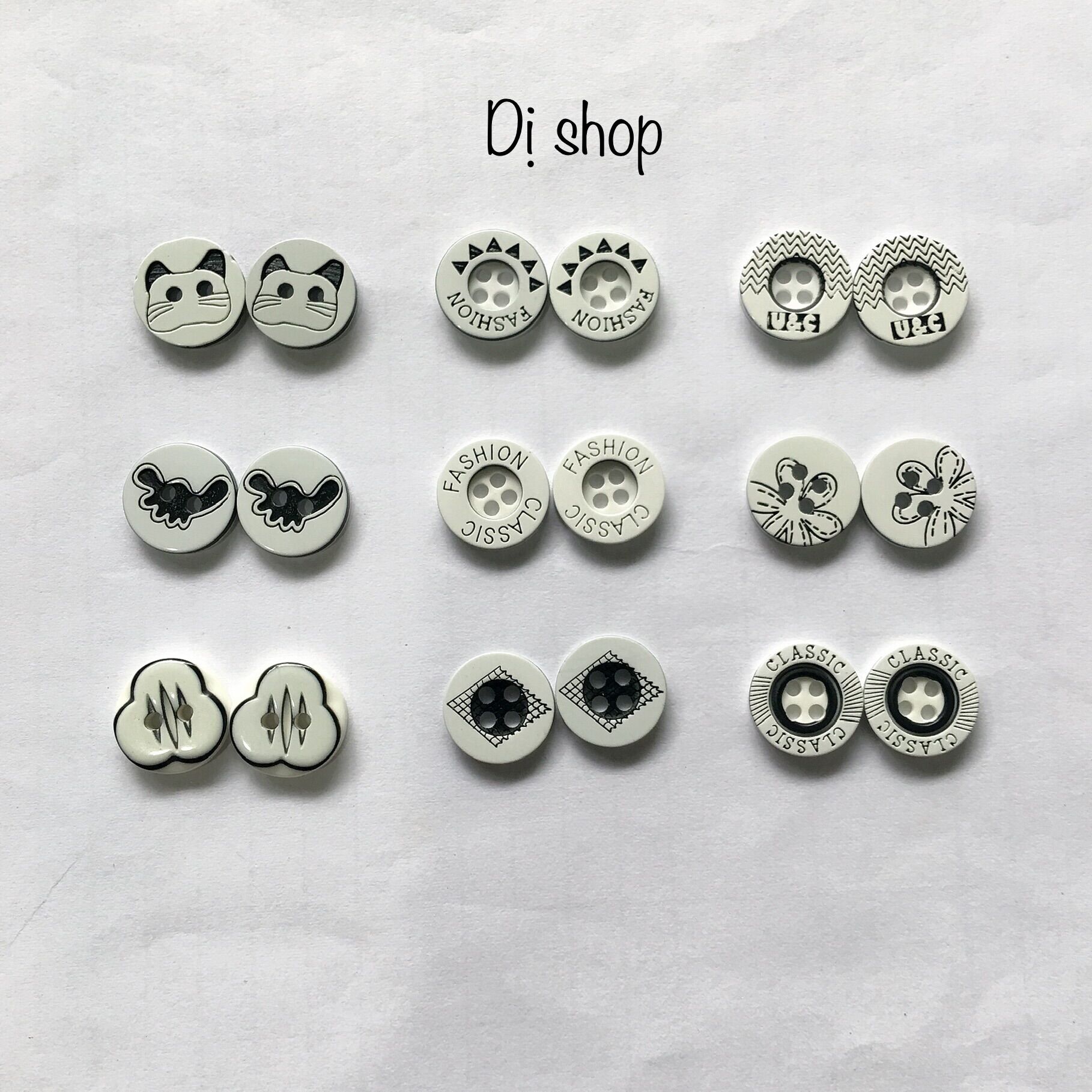 set 50 NÚT SƠ MI SIZE 1.2cm ( nút cúc áo)