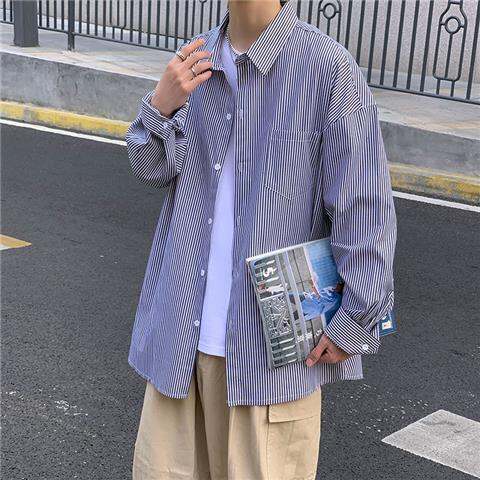 Áo Sơ Mi Nam Dài Tay Kẻ Caro Áo Sơ Mi Thoải Mái Cực Rộng Phù Hợp Mùa Thu Thời Trang, Sành Điệu Phong Cách Hàn Quốc Đa Năng Rộng Rãi Áo Khoác Ngoài