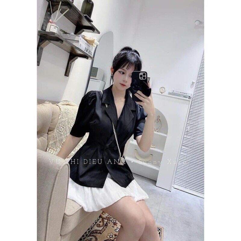 Set áo vest mix chân váy sang sịn