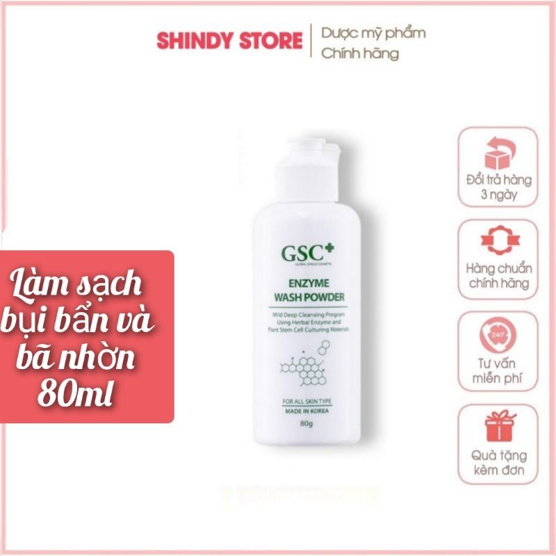 Sữa rửa mặt dạng bột GSC Enzyme Wash Powder 80g Chính Hãng Hàn Quốc giúp làm sạch sâu, se khít lỗ chân lông