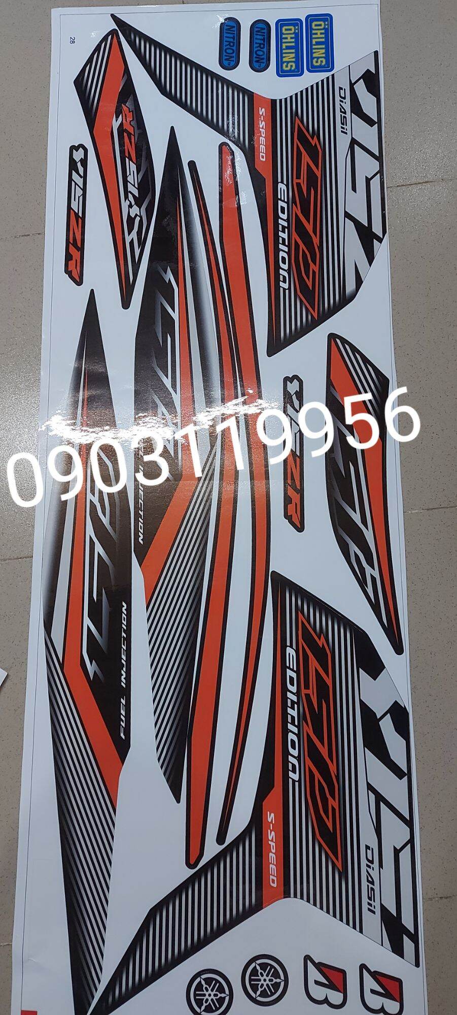 tem rời exciter 150 đen phối cam