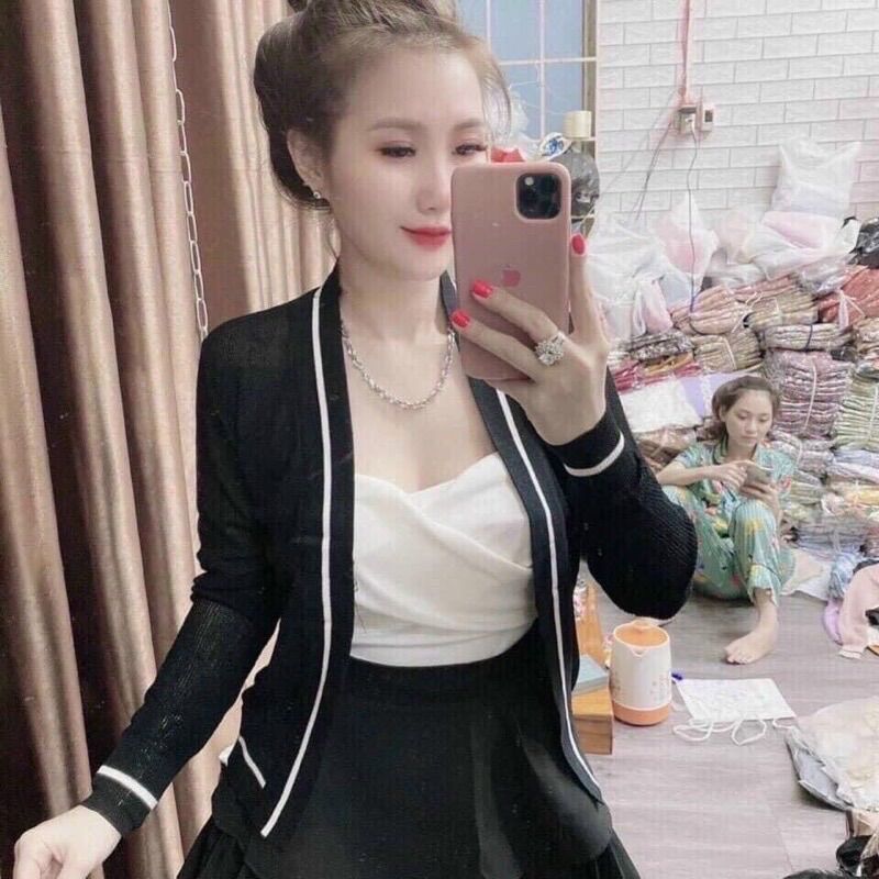 Khoát nhẹ thun gân dài tay sịn sò
