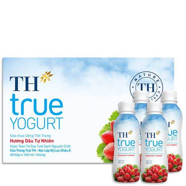 [HCM]Thùng sữa chua uống tiệt trùng chai 180 ml × 48 chai ( Cam / Dâu / Việt quất)