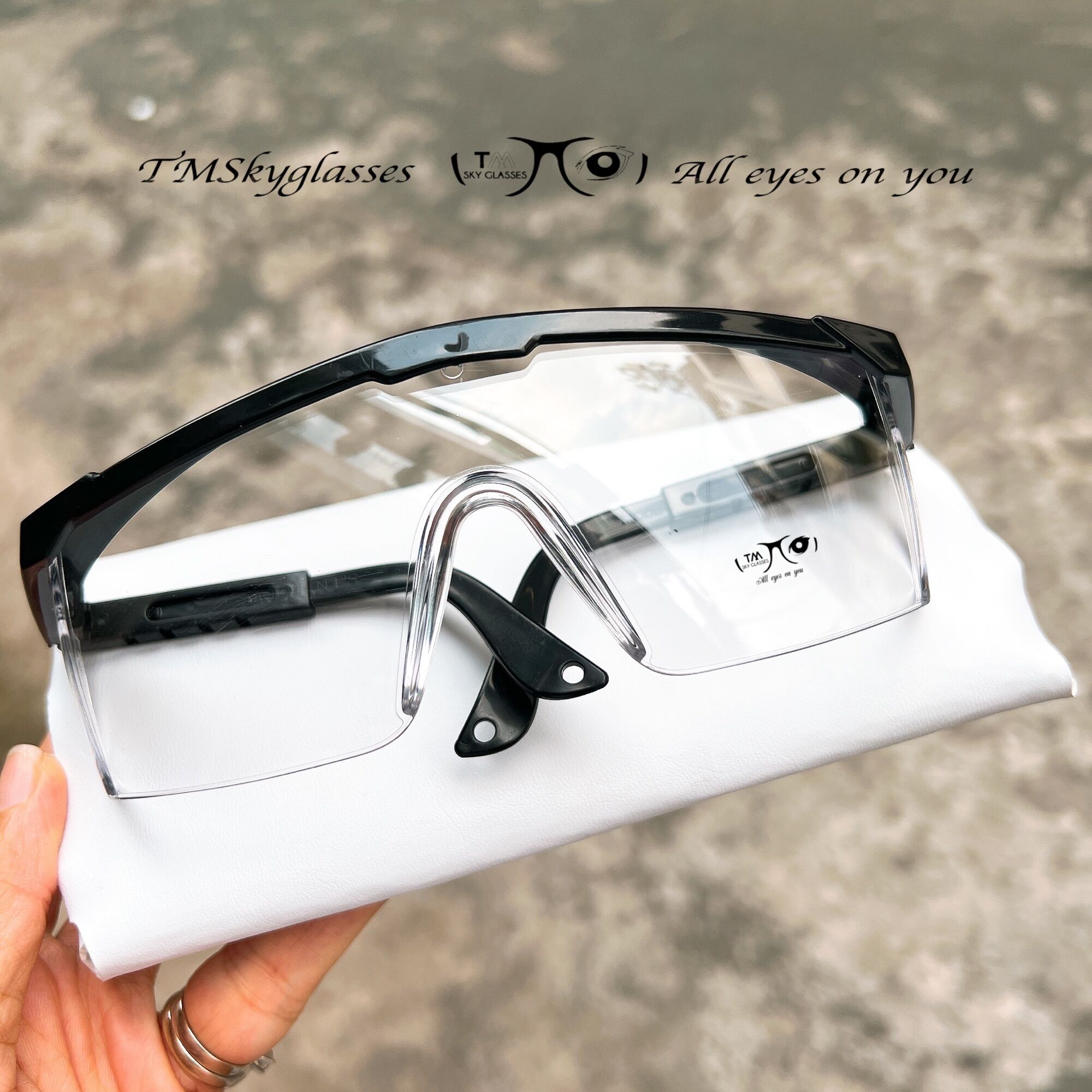 Kính bảo hộ vuông cao cấp- tròng mắt trong suốt bảo vệ mắt toàn diện